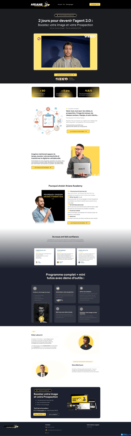 Aperçu d'un site vitrine Ariane conçu par ELK Agency