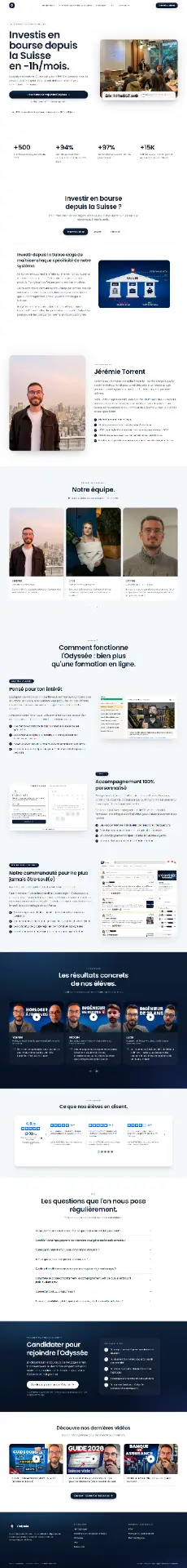 Aperçu du site L'Odyssée, formation en bourse, conçu par ELK Agency